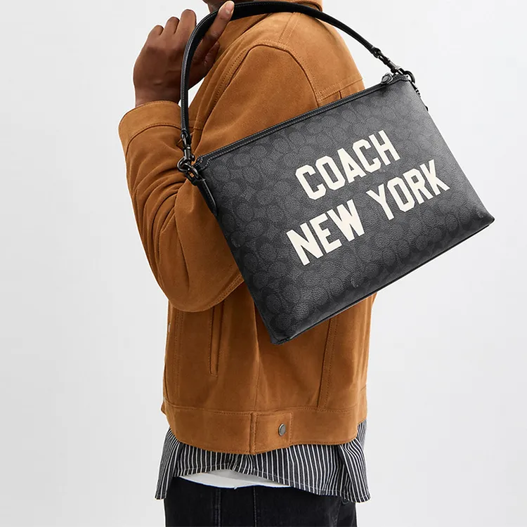 COACH Relay Coated Canvas With Calfskin Clutch, Crossbody Handbag, Shoulder Bag Tubas Men's Charcoal-4