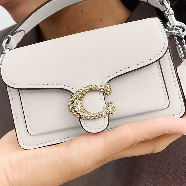 COACH Tabby Calfskin Shoulder Bag, Crossbody Bag, Handbag Mini Women's Chalk White-4