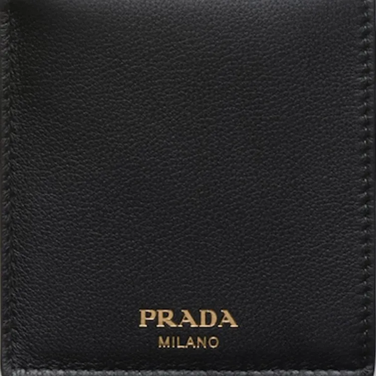 PRADA Calfskin Wallet Men's Black-4