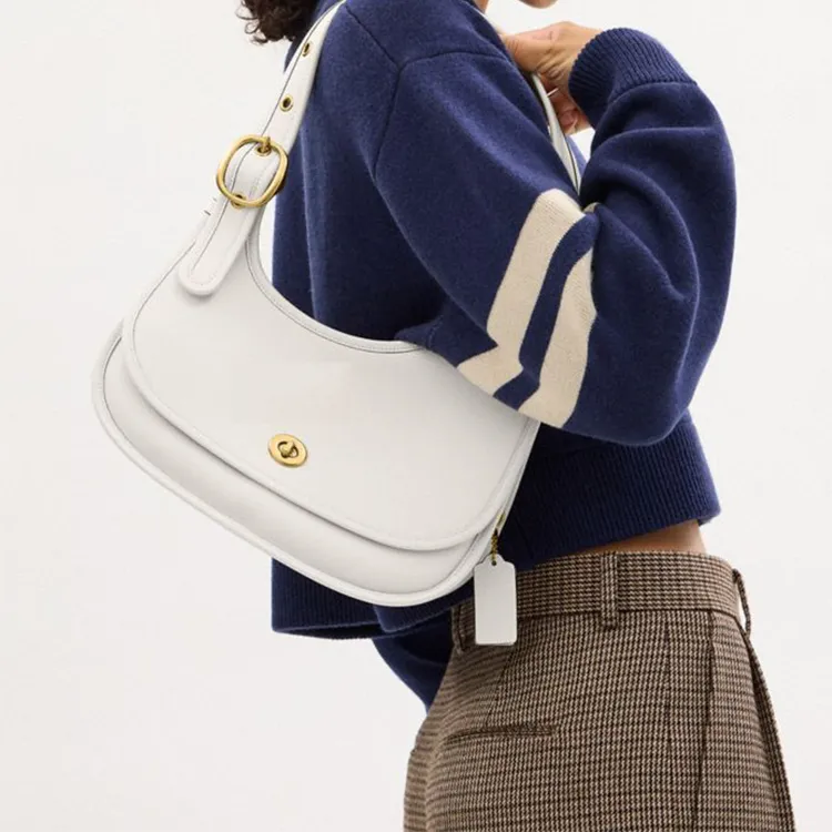 COACH Cashin Cow Leather Shoulder Bag Tubas Women's Chalk White-6