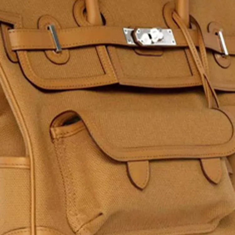 HERMES Birkin Canvas With Swift Birkin Bag Handbags Unisex 2S Sesame-4