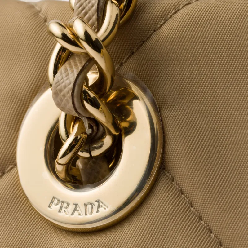PRADA Re-Edition Fabric Tote Bag Shopping Bag Handbag Shoulder Bag Medium Size Women's Camel Brown-3