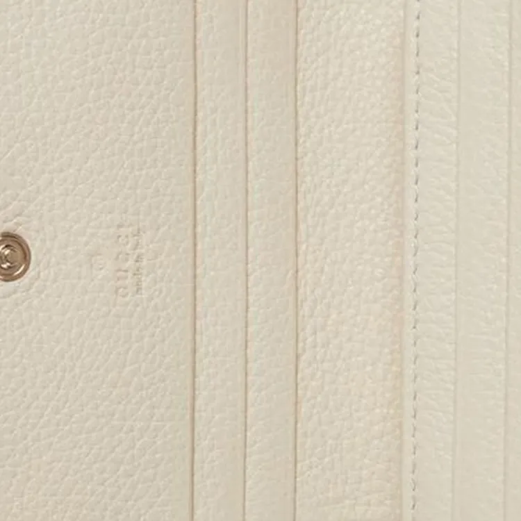 GUCCI GG Emblem Grain Leather Wallet Mini Women's Ivory-6