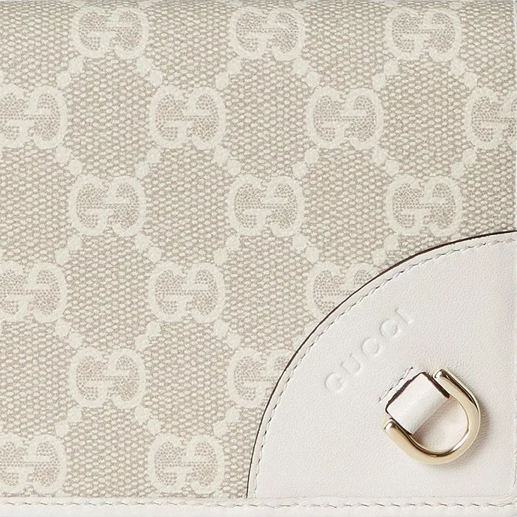 GUCCI GG Emblem Coated Canvas Wallet Women's Beige & White-4