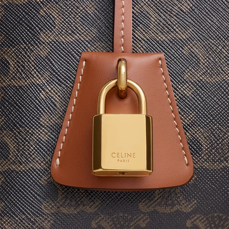 CELINE Cow Leather Bowling Bag, Shoulder Bag, Crossbody Bag, Handbag Small Size Women's Tawny-4