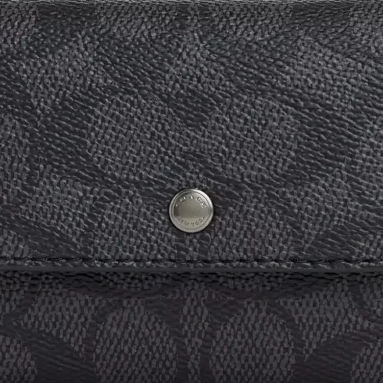 COACH Signature Coated Canvas Wallet Regular Men's Charcoal & Black-4