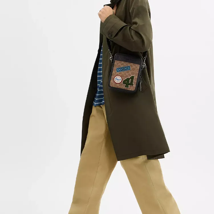 COACH Sullivan Coated Canvas Crossbody Bag, Shoulder Bag Mini Men's Light Umber-4