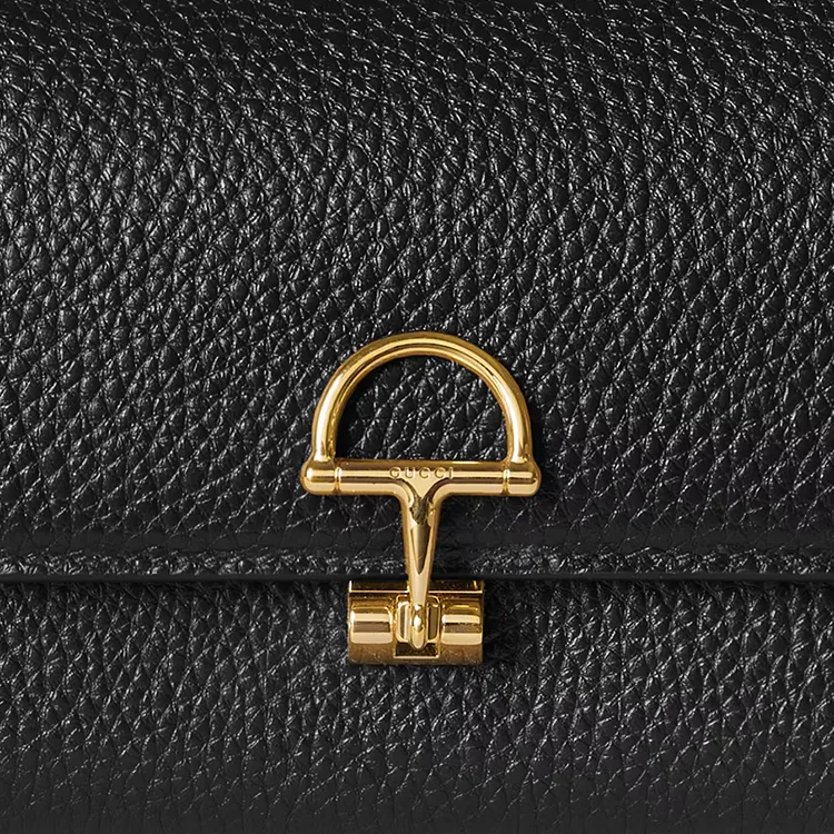 GUCCI Grain Leather Wallet Women's Black-4