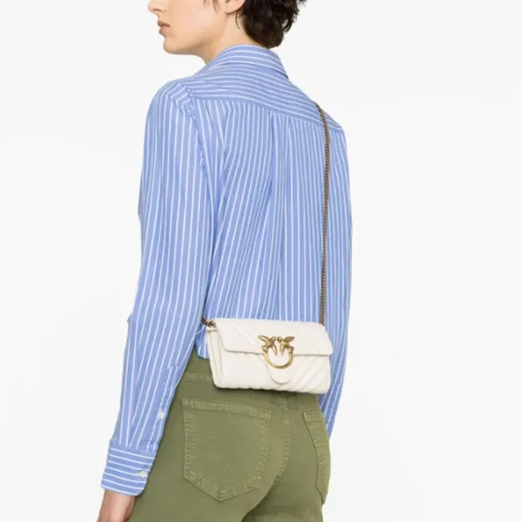 PINKO Leather Crossbody Bag, Shoulder Bag, Wallet Women's White-4