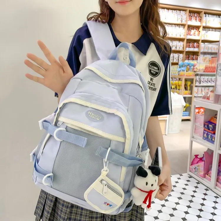 NOMK Nylon Backpack Large Size Unisex Blue-13