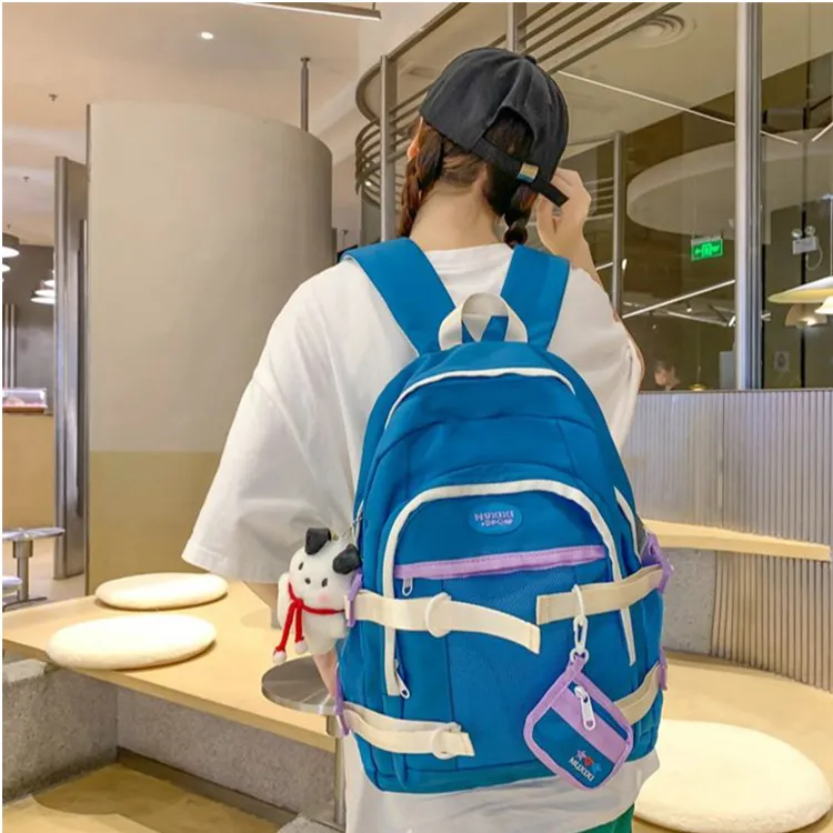 NOMK Nylon Backpack Large Size Unisex Blue-5