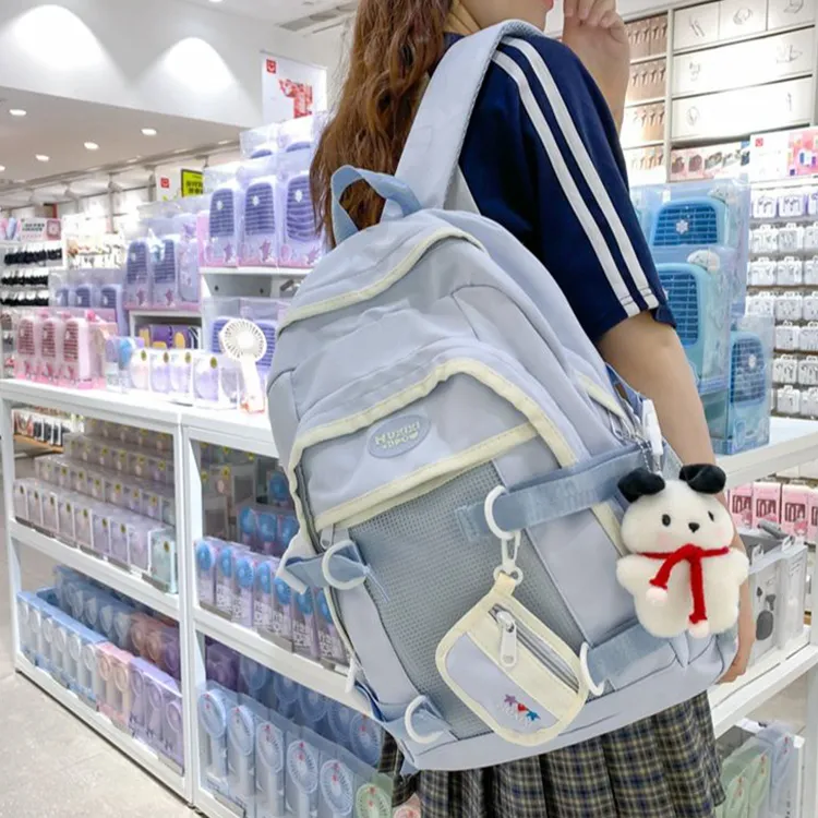 NOMK Nylon Backpack Large Size Unisex Blue-12