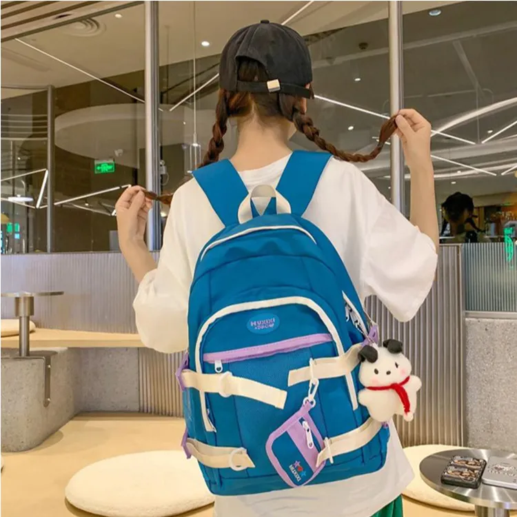 NOMK Nylon Backpack Large Size Unisex Blue-4