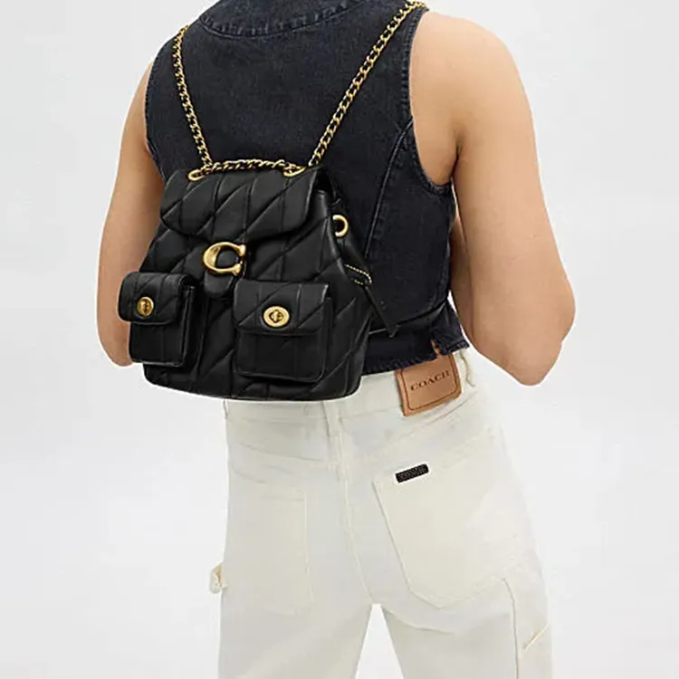 COACH Tabby Quilting Sheepskin Backpack Trumpets Women's Black-5