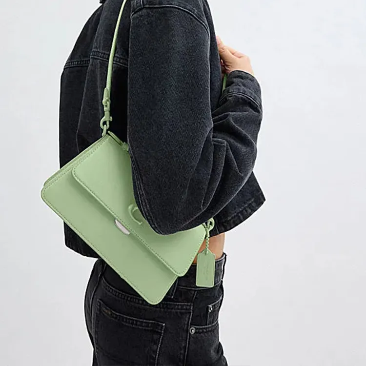 COACH Cow Leather Portable Crossbody Bag, Shoulder Bag Medium Size Women's Light Pistachio-6