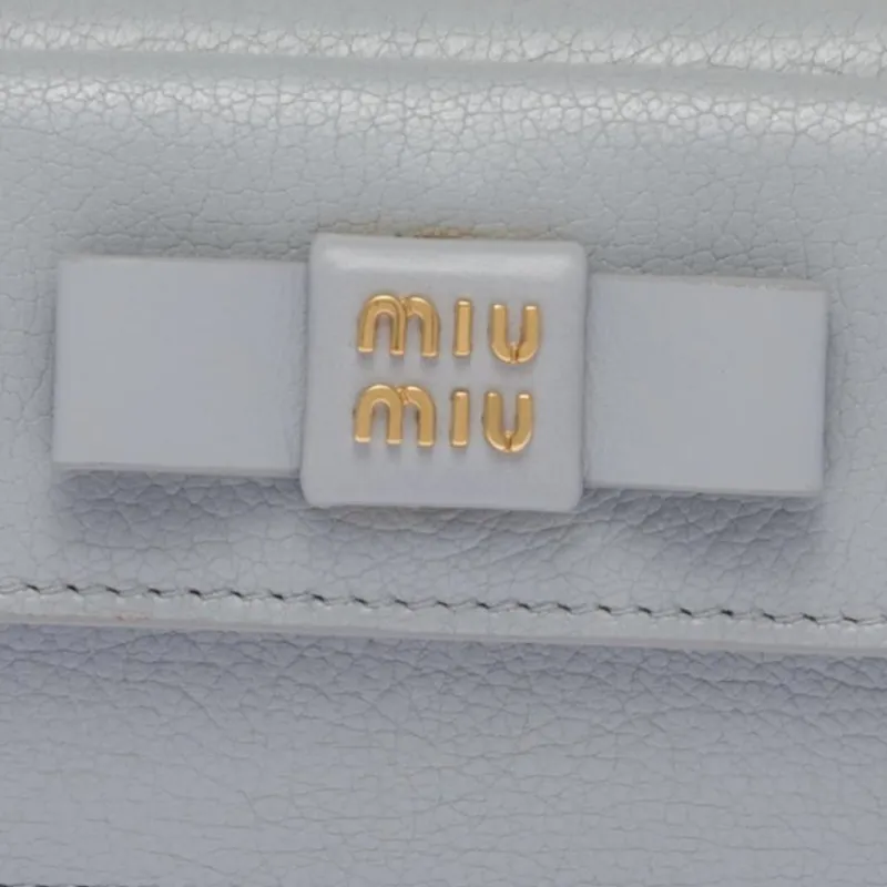 MIU MIU Leather Wallet Small Size Women's Light Blue-7