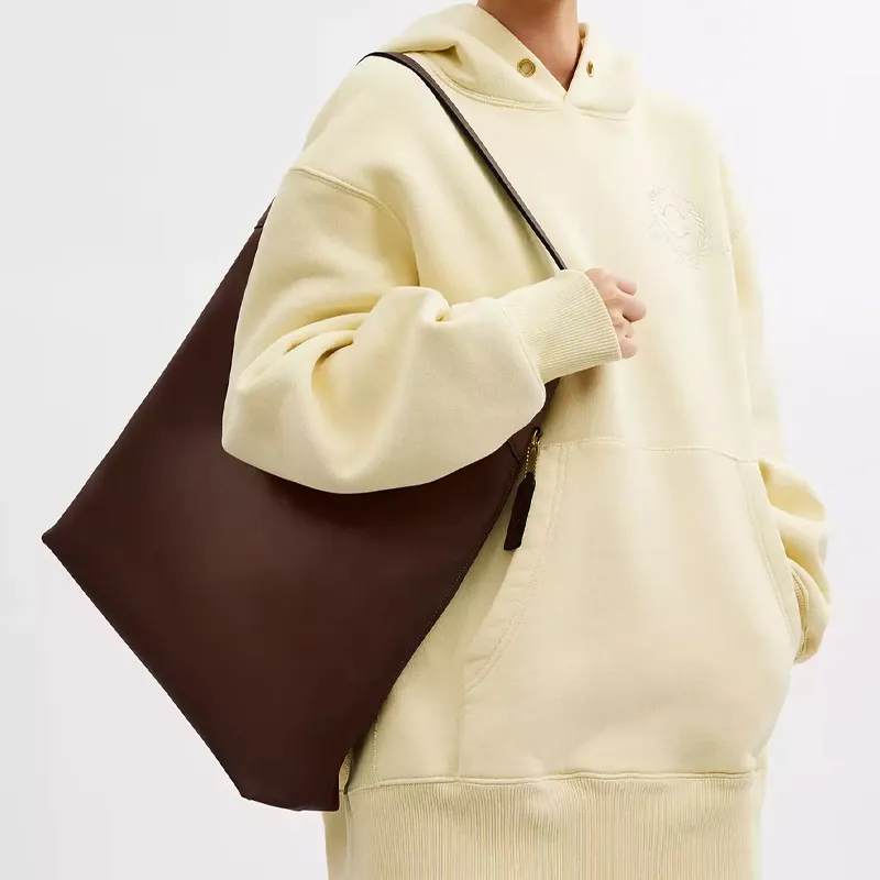 COACH Brooklyn Natural Grain Leather Hobo Bag, Handbag, Shoulder Bag Women's Brass With Maple-4