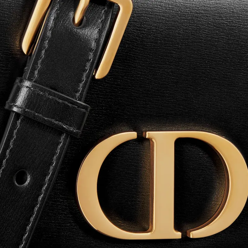 DIOR 30 Montaigne Cow Leather Shoulder Bag Crossbody Bag Handbag Small Size Women's Black-5