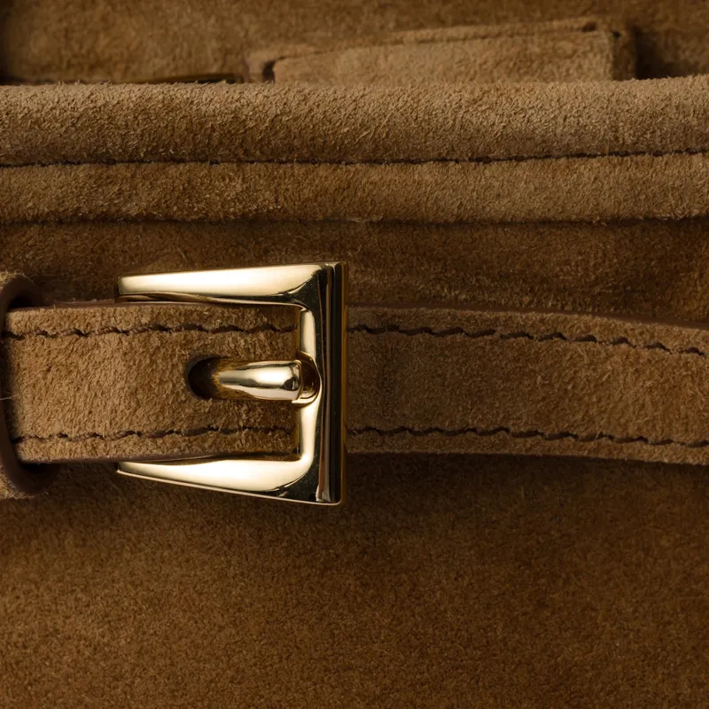 PRADA Suede One Shoulder Handbag Medium Size Women's Cinnamon-5