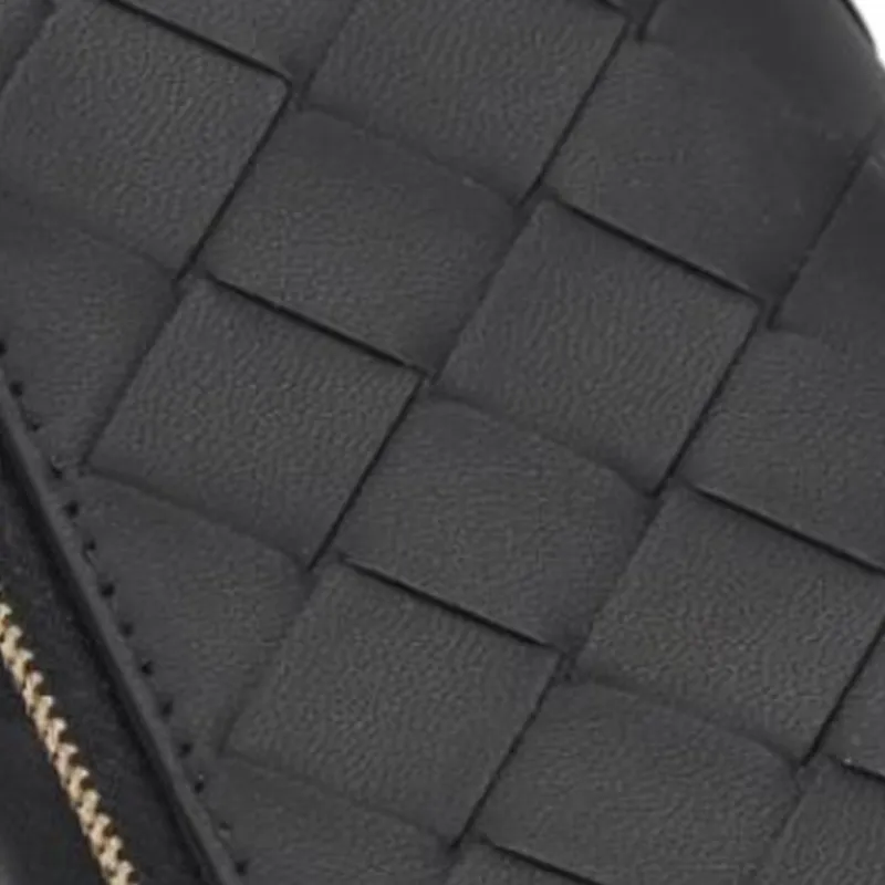 Bottega Veneta Intrecciato Lambskin Wallet Mini Unisex Black-4