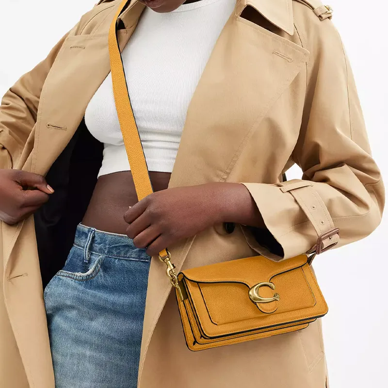 COACH Tabby Polished Pebble Leather Portable Crossbody Bag, Shoulder Bag Small Size Women's Mustard Yellow-4