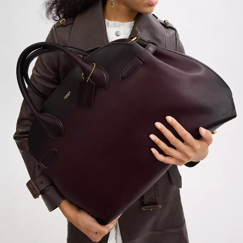 COACH Empire Natural Grain Leather Shoulder Bag, Crossbody Bag, Handbag Large Size Women's Merlot Red-5
