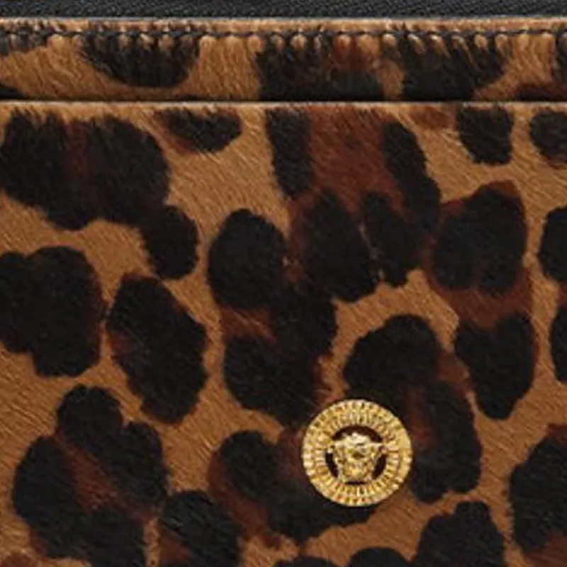 VERSACE MEDUSA BIGGIE Series Cow Hair Card Holder Men's Leopard-3