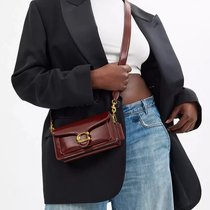 COACH Tabby Smooth Leather Portable Crossbody Bag Shoulder Bag Small Size Women's Dark Brown-7