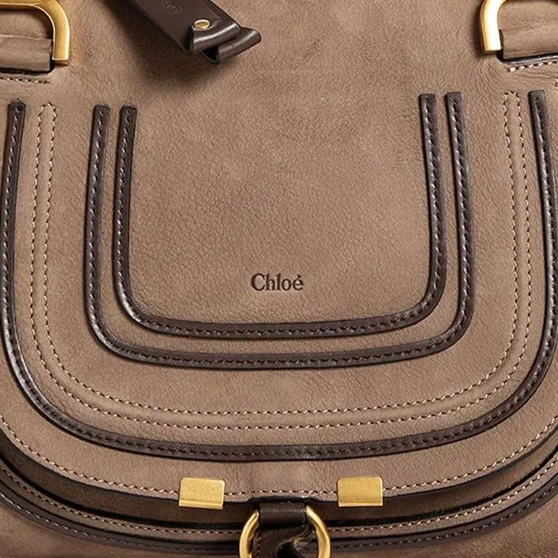 Chloe Marcie Calfskin Shoulder Bag Crossbody Bag Handbag Women's Dark Brown-4