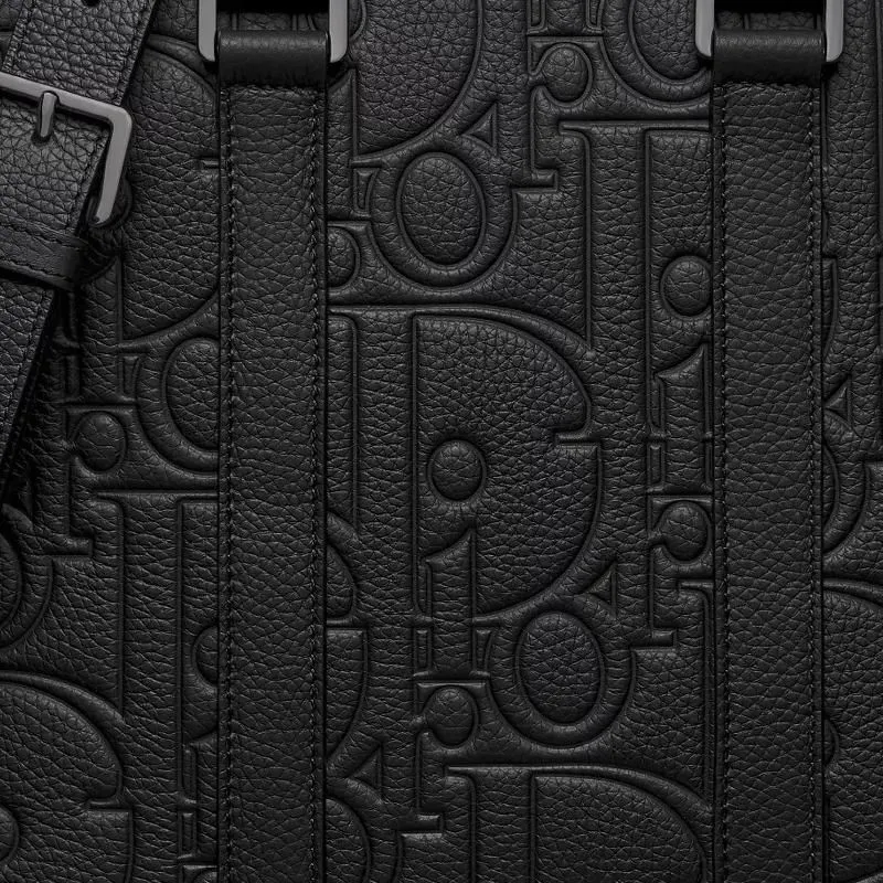 DIOR Cow Leather Shoulder Bag Crossbody Bag Handbag Medium Size Men's Black-3