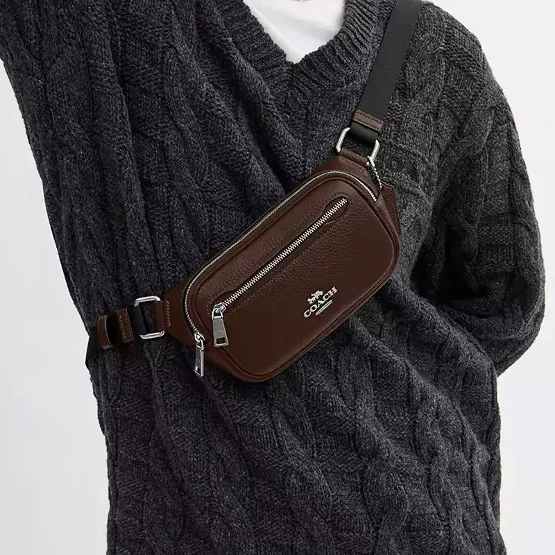 COACH Elias Refined Pebbled Leather Fanny Pack Mini Men's Maple-3
