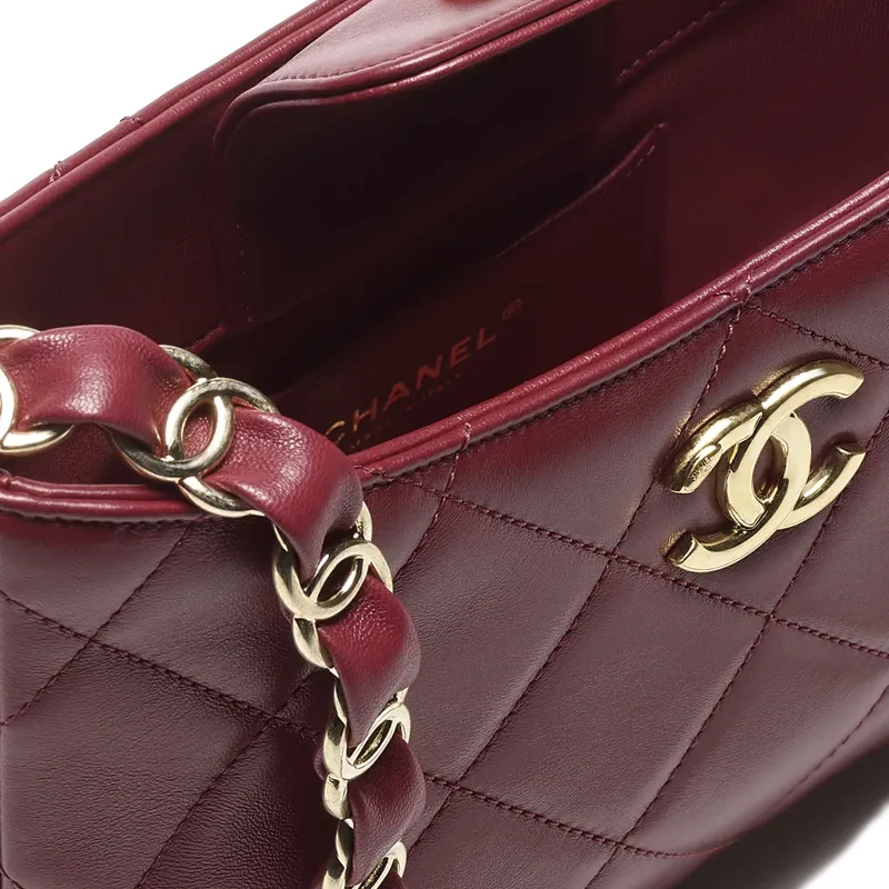 CHANEL Sheepskin Hippie Bag, Handbag, Shoulder Bag Women's Burgundy-3