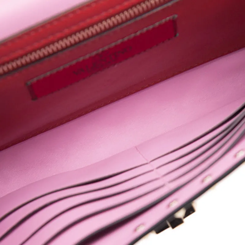 Valentino Cow Leather Shoulder Bag Crossbody Bag Women's Pink Purple-4