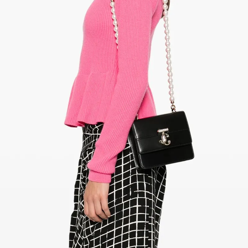 Jimmy Choo Leather Crossbody Bag Shoulder Bag Women's Black-4