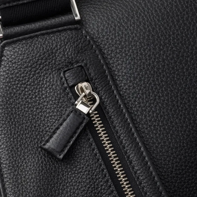 PRADA Cross Leather Crossbody Bag Shoulder Bag Men's Black-4