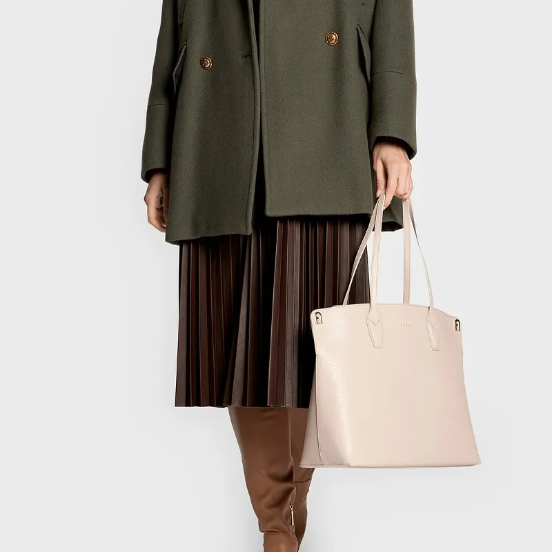 Furla Paradiso Leather Tote Bag Shopping Bag Shoulder Bags Women's Light Brown-5