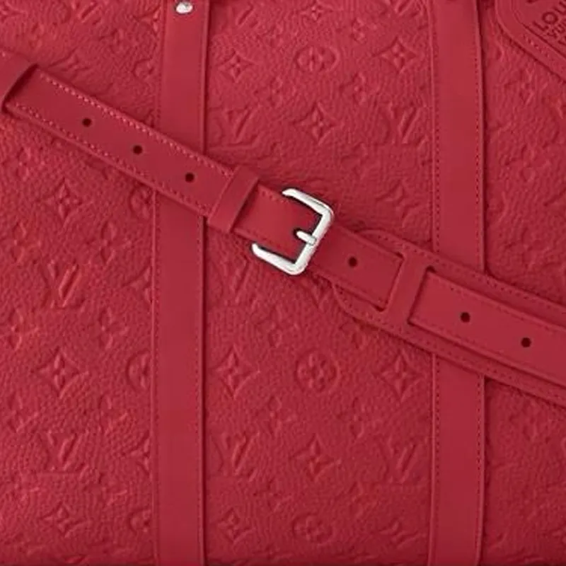 LOUIS VUITTON Keepall Taurillon Cow Leather Travel Bag Women's Red-4