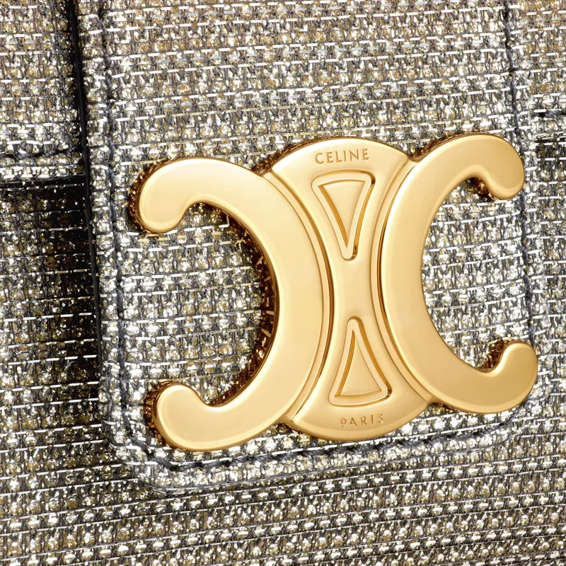 CELINE Victoire Bright Fabric Crossbody Bag, Shoulder Bag Mini Women's Gold-5