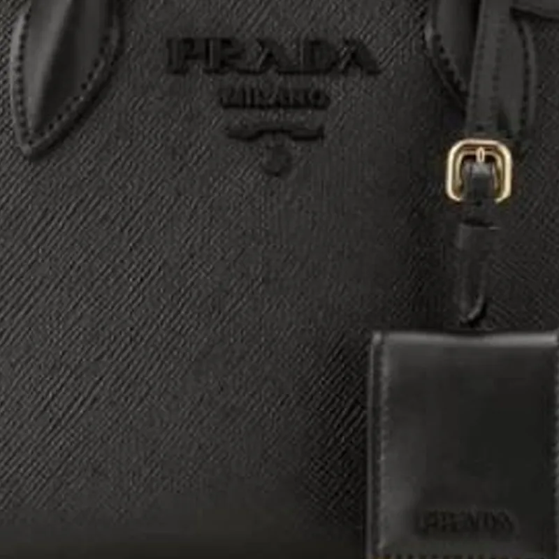 PRADA Cross-Stitch Leather Shoulder Bag Crossbody Bag Handbag Women's Black-4