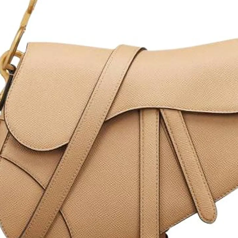 DIOR Saddle Calfskin Saddle Bag Portable Crossbody Bag Shoulder Bag Women's Beige-3