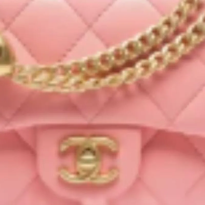 CHANEL Little Golden Ball Shiny Lambskin Shoulder Bag Women's Light Pink Red-1
