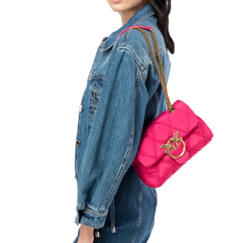 PINKO Puff Polyester Crossbody Bag, Shoulder Bag Mini Women's Pink-3