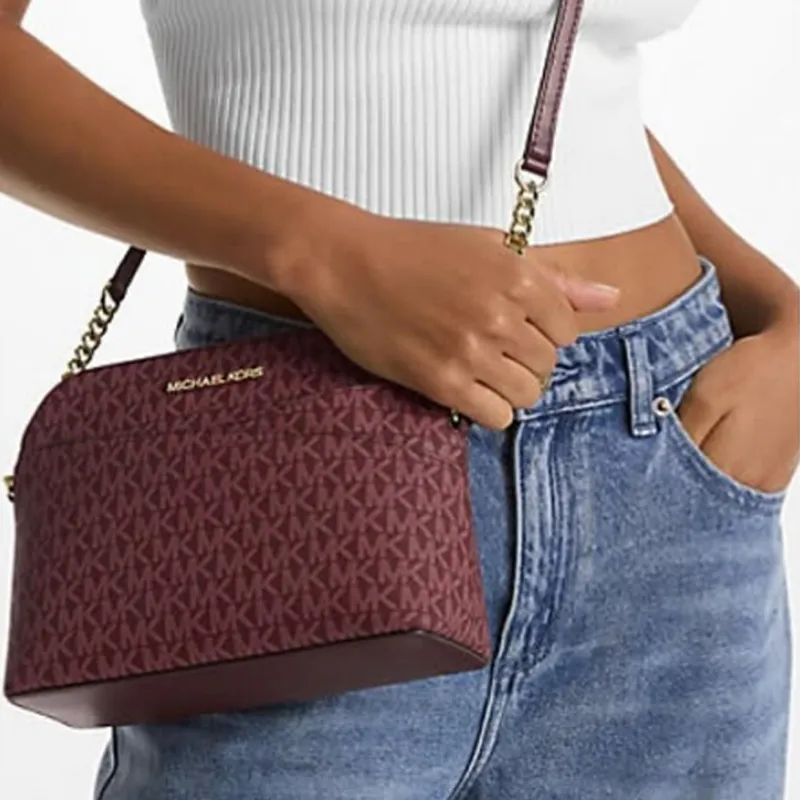 MICHAEL KORS Jet Set Travel Coated Canvas With Polyester Lining Shoulder Bag Crossbody Bag Medium Size Women's Deep Red-2