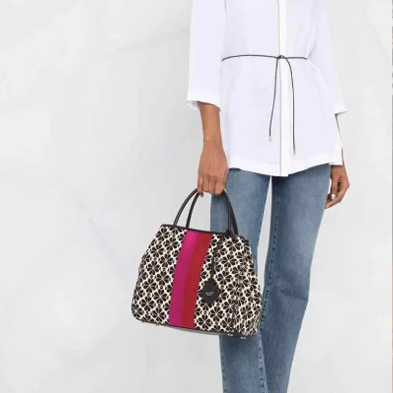 Kate Spade Cotton Fabric Shoulder Bag Crossbody Bag Handbag Women's Black/Red/Pink-2
