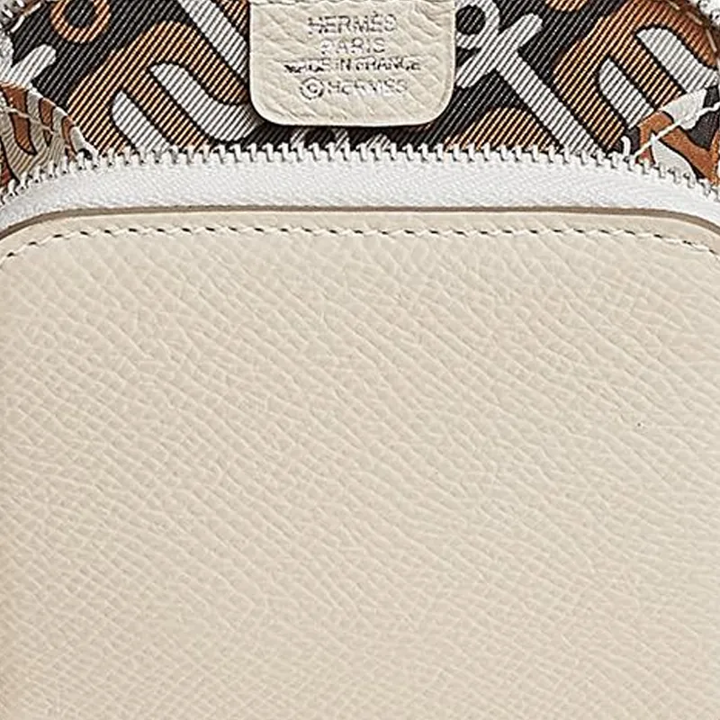 HERMES Silk'In Epsom Calfskin Coin Purse Women's Chalk White With Massala Tea Brown-2