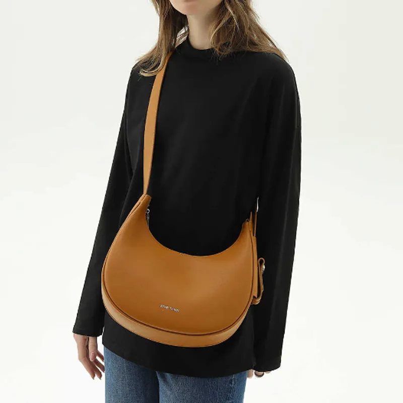STAR TOWN Cow Leather With Microfiber Synthetic Leather Crossbody Bag, Shoulder Bag Tubas Unisex Caramel Brown-2