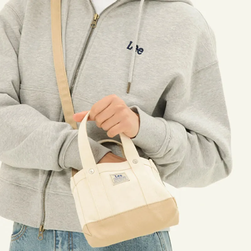 Lee Cotton Crossbody One Shoulder Handbag Mini Unisex Beige-4