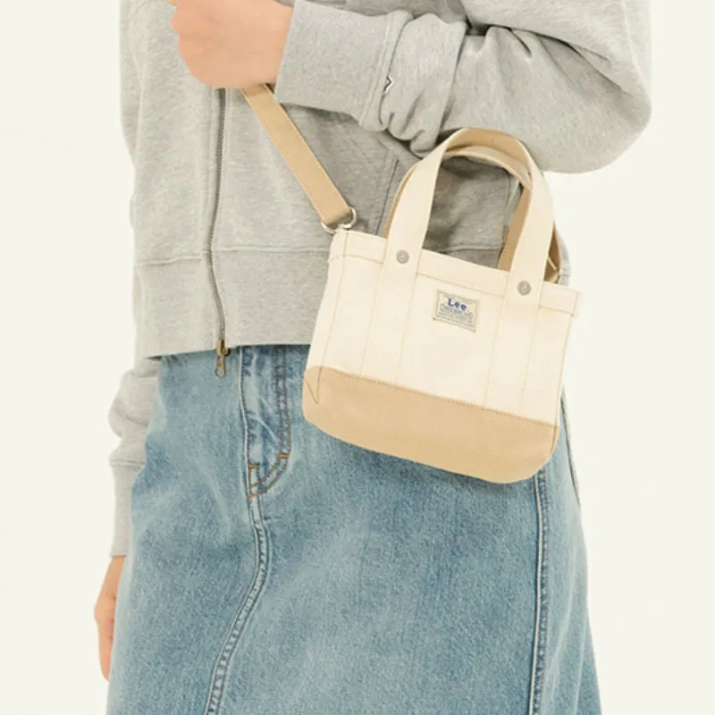 Lee Cotton Crossbody One Shoulder Handbag Mini Unisex Beige-3