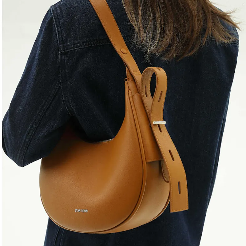 STAR TOWN Cow Leather With Microfiber Synthetic Leather Crossbody Bag, Shoulder Bag Tubas Unisex Caramel Brown-3