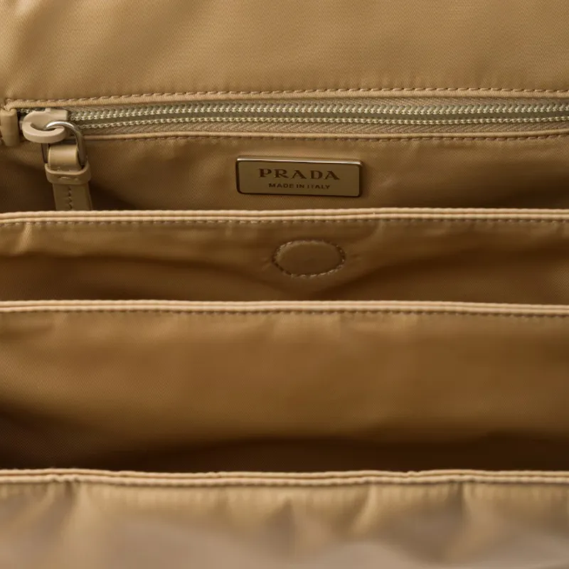PRADA Re Nylon Fabric Shoulder Bag Medium Size Women's Camel Brown-4